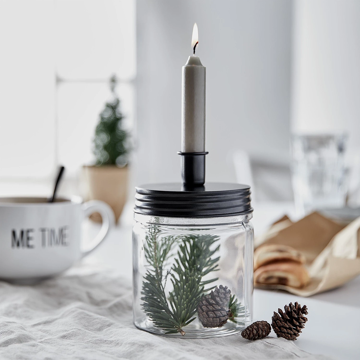 Butlers Kerzenhalter CANDLE JAR - Glas / Weißblech - Schwarz 4 Butlers Kerzenhalter CANDLE JAR - Glas / Weißblech - Schwarz – Bild 2