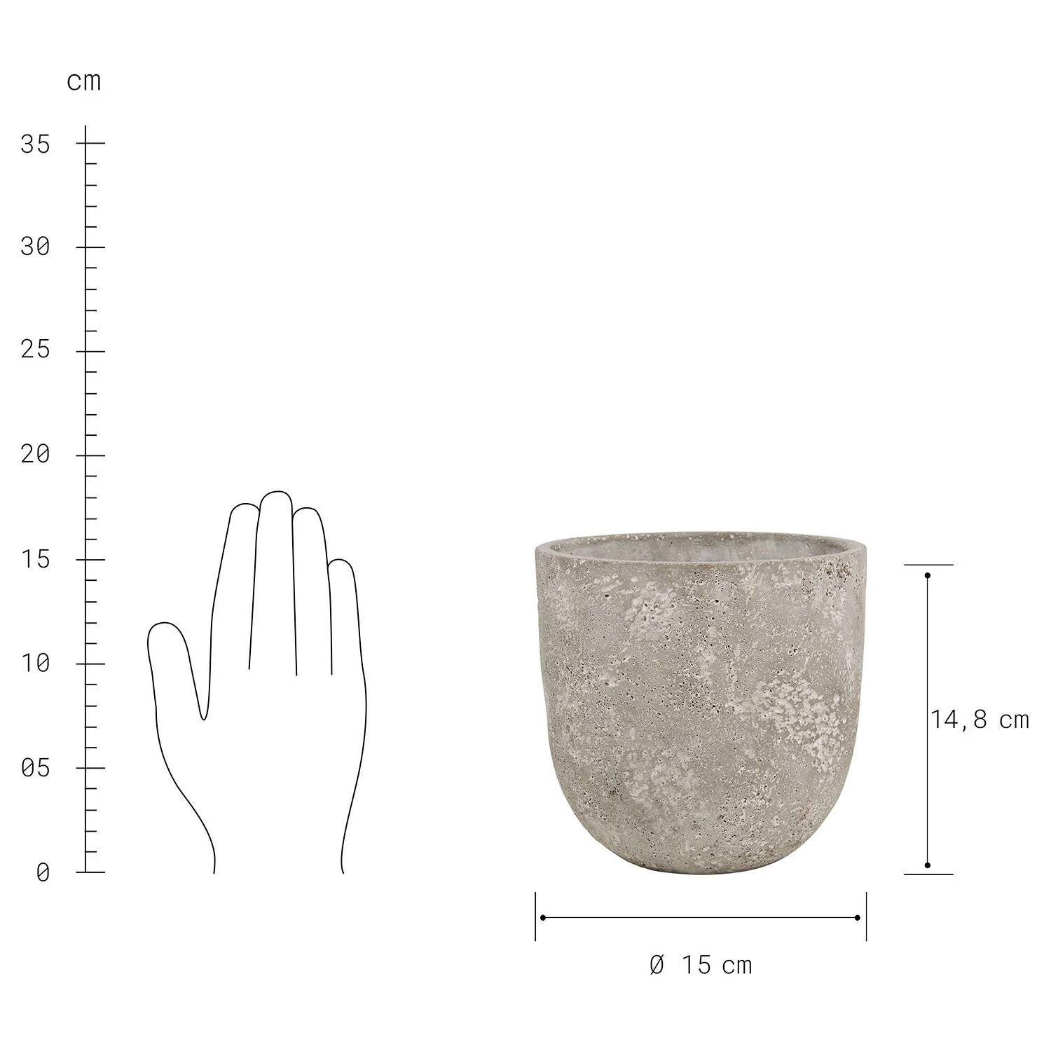 Butlers Pflanztopf rund FLORAL BASIC - Beton - Grau 6 Butlers Pflanztopf rund FLORAL BASIC - Beton - Grau – Bild 4