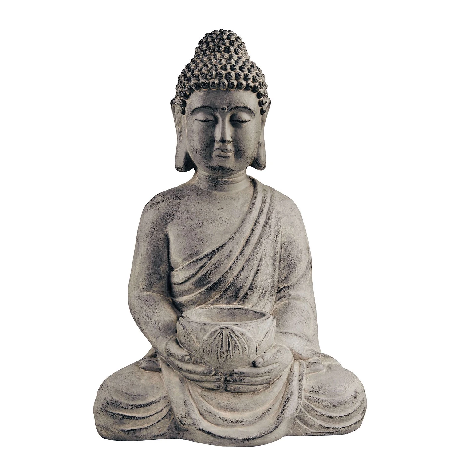 Butlers Kerzenhalter BUDDHA - Kaolinit / Steinpulver - Grau - Höhe: 46 cm 6 Butlers Kerzenhalter BUDDHA - Kaolinit / Steinpulver - Grau - Höhe: 46 cm – Bild 4