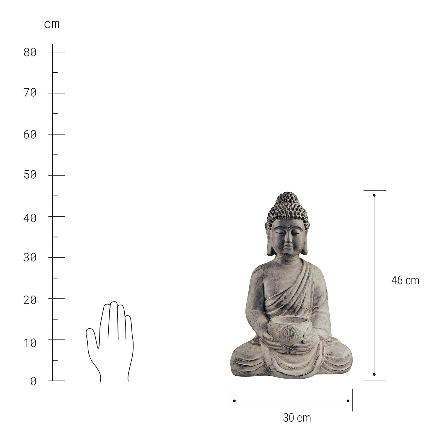 Butlers Kerzenhalter BUDDHA - Kaolinit / Steinpulver - Grau - Höhe: 46 cm 9 Butlers Kerzenhalter BUDDHA - Kaolinit / Steinpulver - Grau - Höhe: 46 cm – Bild 7