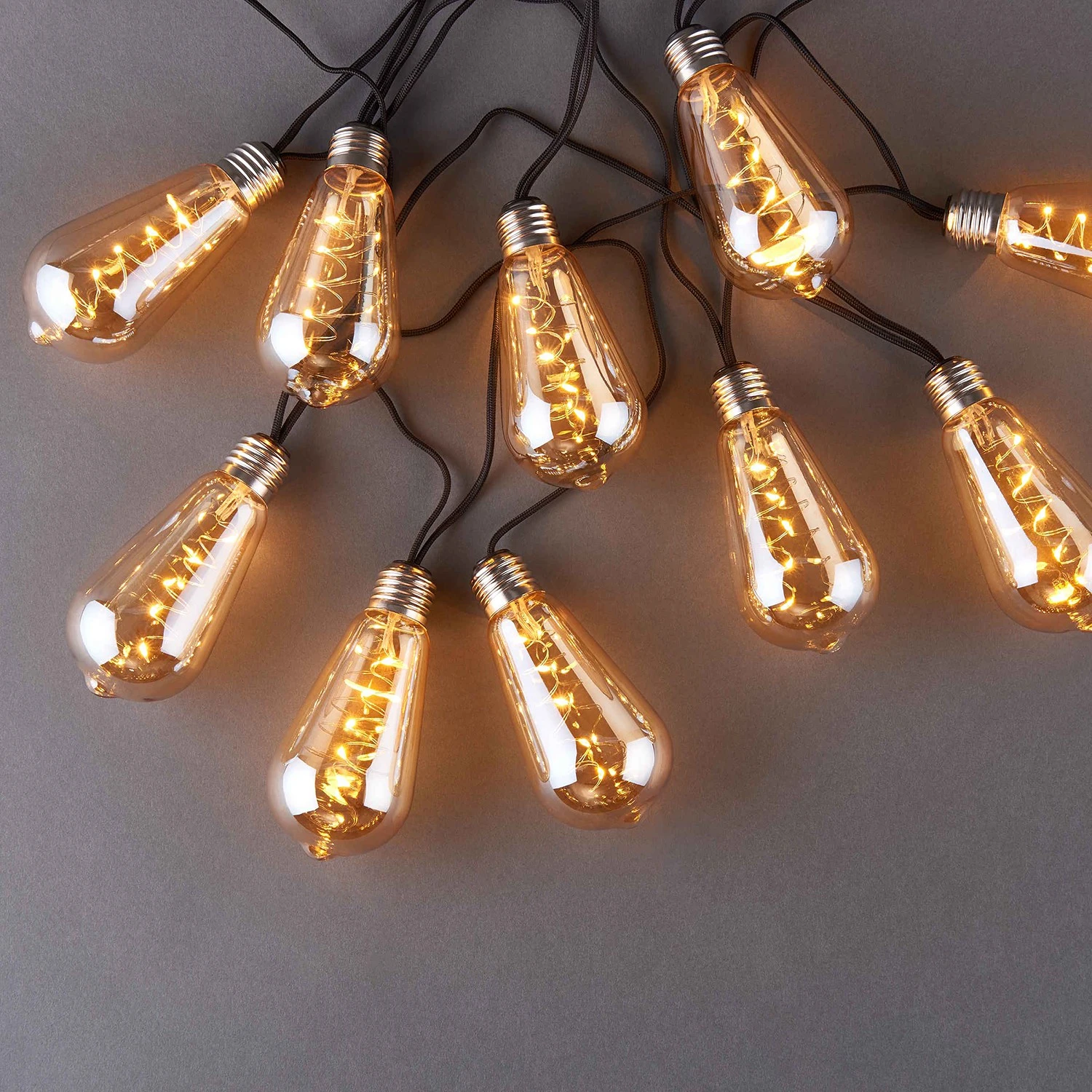 Butlers LED-Lichterkette BULB LIGHTS II - Klarglas / Textil - 10-flammig 4 Butlers LED-Lichterkette BULB LIGHTS II - Klarglas / Textil - 10-flammig – Bild 2