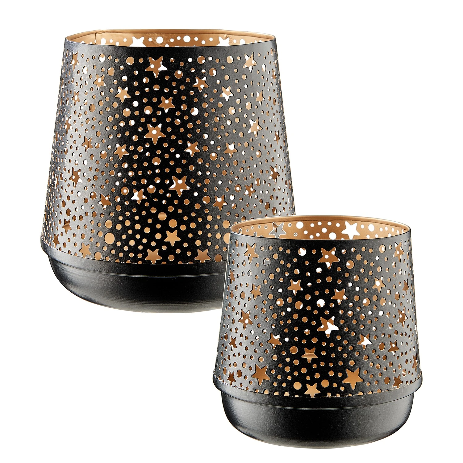 Butlers Windlicht LUMINOUS STARS I (2-teilig) - Eisen - Schwarz / Gold 3 Butlers Windlicht LUMINOUS STARS I (2-teilig) - Eisen - Schwarz / Gold