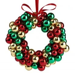 Butlers Glaskugelkranz HANG ON - Klarglas / Eisen - Grün / Rot / Gold