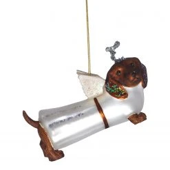 Butlers Baumhänger HANG ON Dackel-Engel - Klarglas - Weiß / Braun