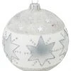 Krebs Glas Lauscha Weiß/Silber 10cm Glaskugel mit Sternen