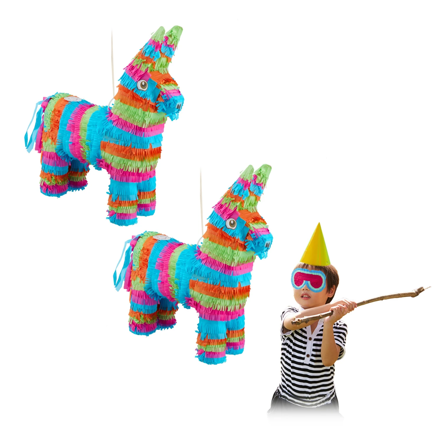 Relaxdays 2 x Pinata Esel bunt 3 Relaxdays 2 x Pinata Esel bunt