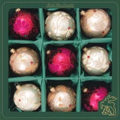 Krebs Glas Lauscha Champagner/Cappuccino 8cm Glaskugeln