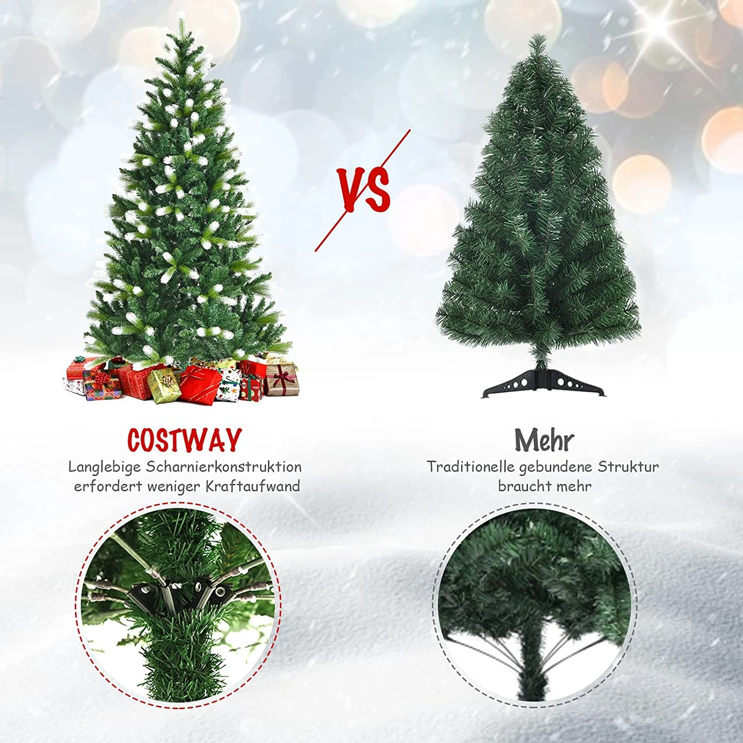 Costway 180cm Künstlicher Weihnachtsbaum 7 Costway 180cm Künstlicher Weihnachtsbaum – Bild 5