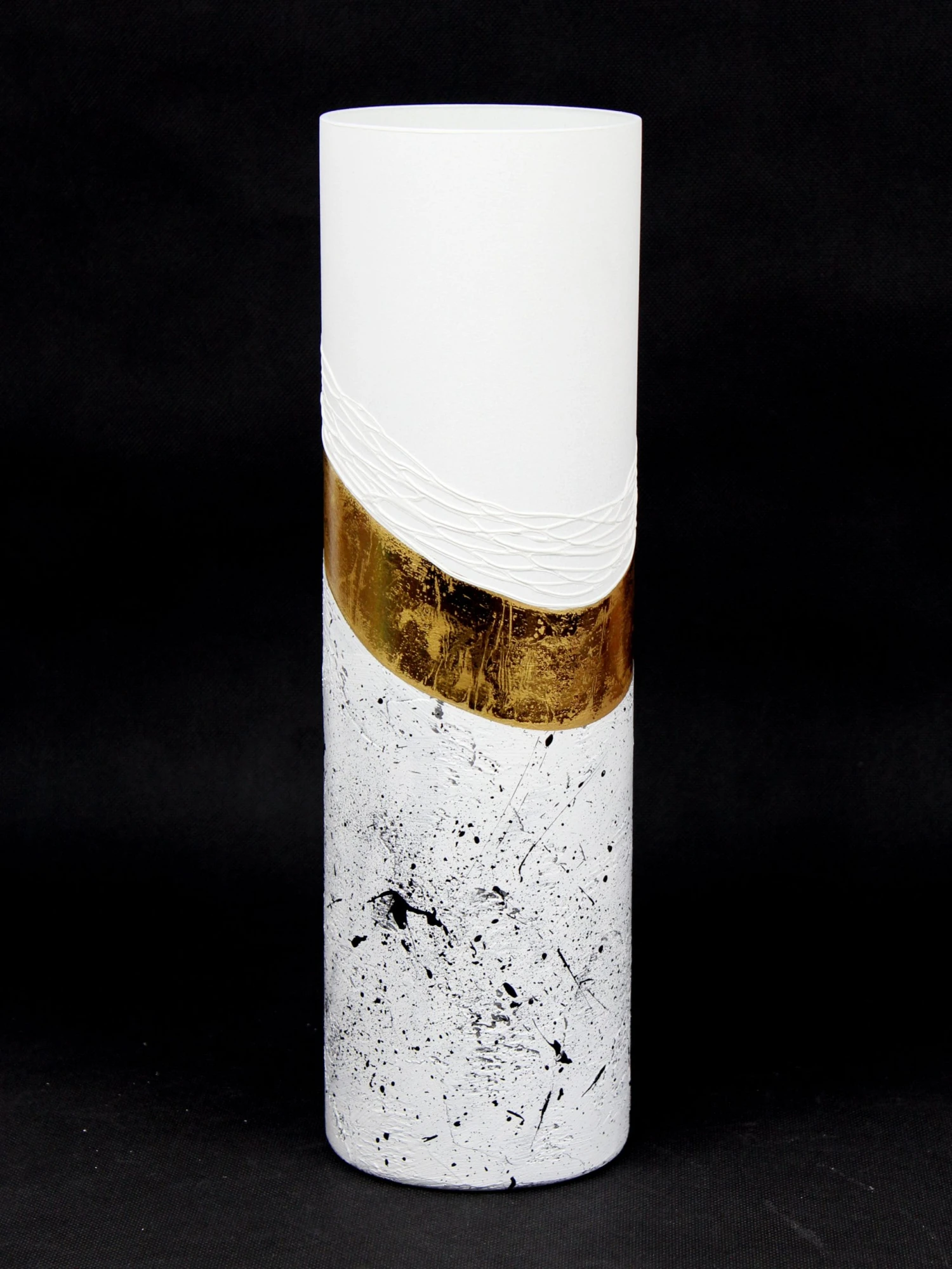 7ART Handbemalte Glasvase - Große Bodenvase aus Glas 40 cm 4 7ART Handbemalte Glasvase - Große Bodenvase aus Glas 40 cm – Bild 2