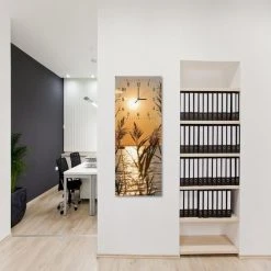 LegendArte Wanduhr - Bambusschilf auf dem See -Günstiges Deko Geschäft 17c439eb8ba84880977ca965f482b747