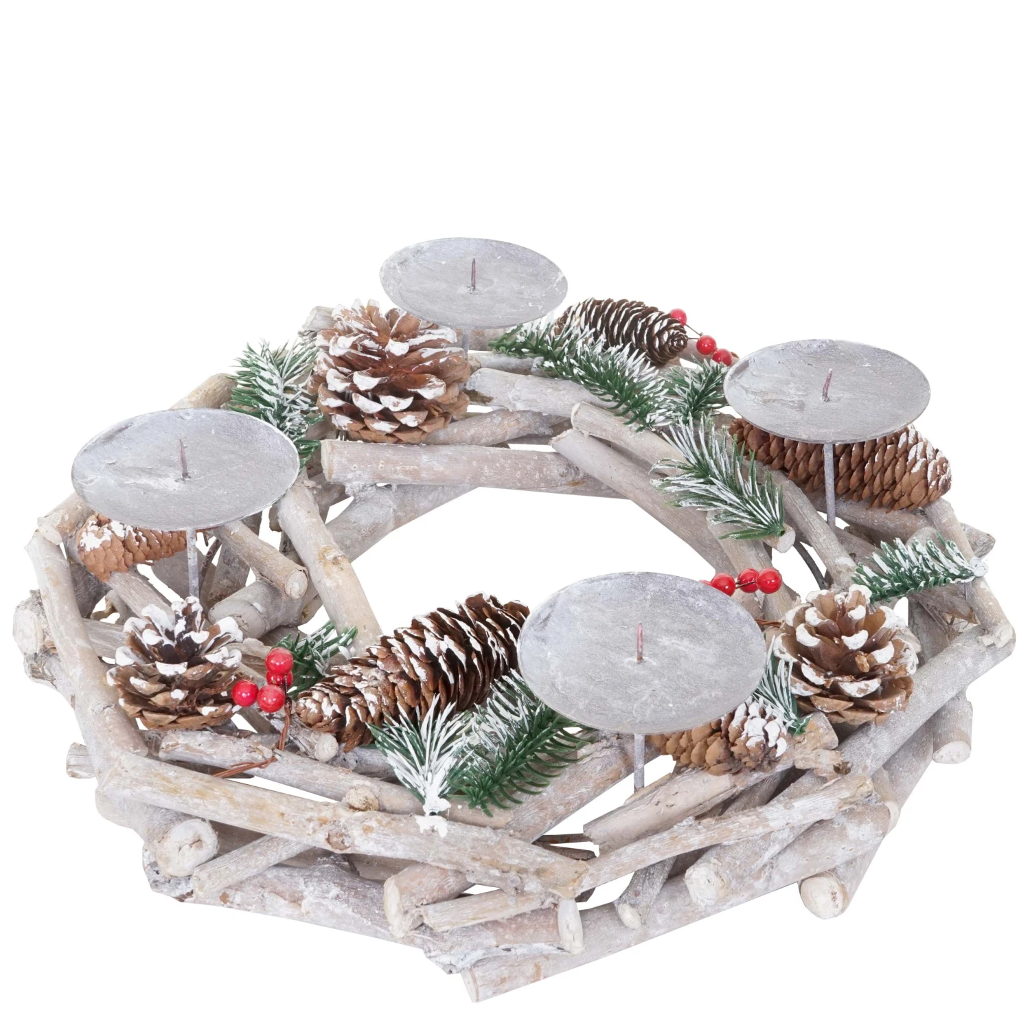 HWC Adventskranz rund Holz ohne Kerzen 3 HWC Adventskranz rund Holz ohne Kerzen