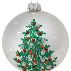 Krebs Glas Lauscha Silber matt 8cm Glaskugel Weihnachtsbaum