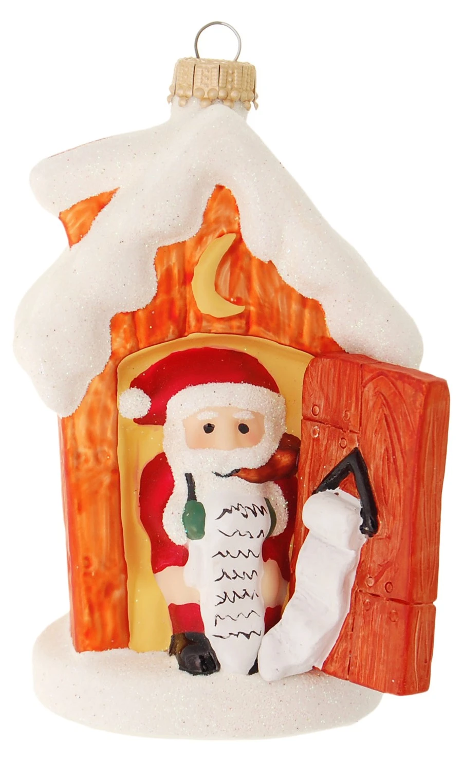 Krebs Glas Lauscha 11cm Santa im Klohäuschen aus Glas 3 Krebs Glas Lauscha 11cm Santa im Klohäuschen aus Glas