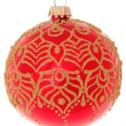 Krebs Glas Lauscha Rot glanz 8cm Glaskugel Arabeske