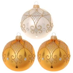 Krebs Glas Lauscha Gold/Chabli 8cm Glaskugeln