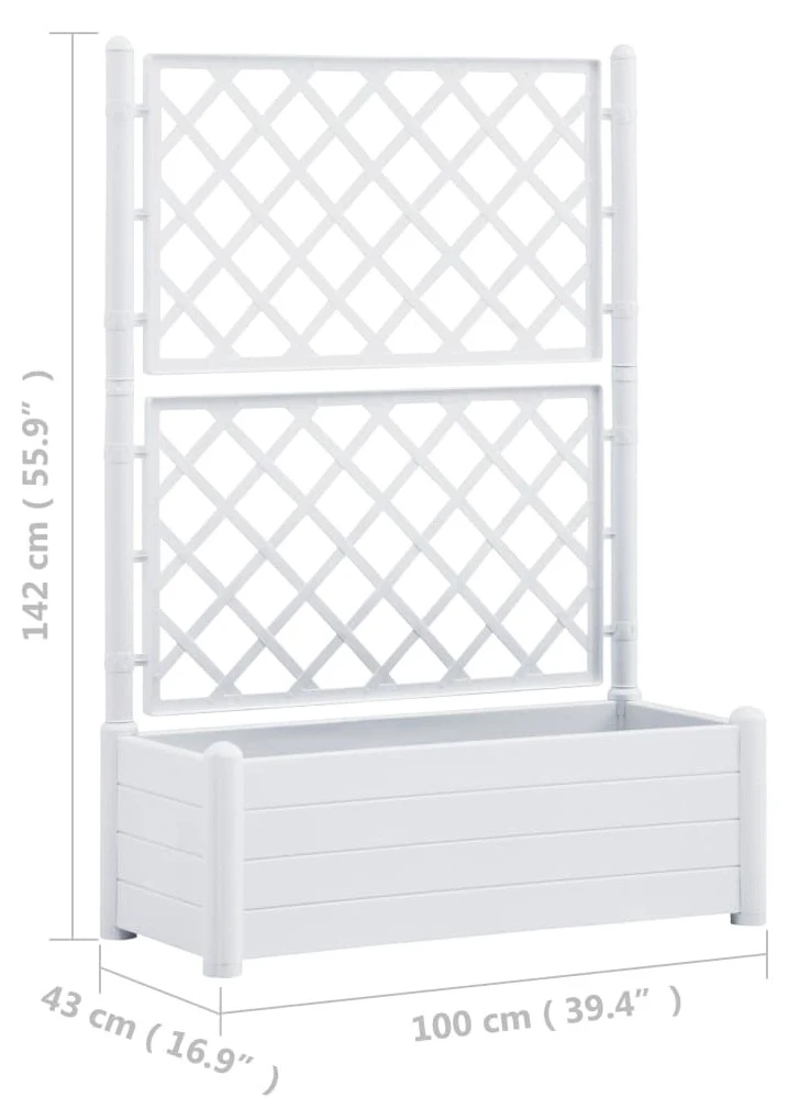 VidaXL Hochbeet - vidaXL Pflanzkübel mit Spalier 100x43x142 cm PP Weiß 9 VidaXL Hochbeet - vidaXL Pflanzkübel mit Spalier 100x43x142 cm PP Weiß – Bild 7
