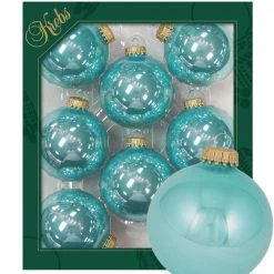 Krebs Glas Lauscha Aquamarin glänzend 7cm Glaskugeln uni