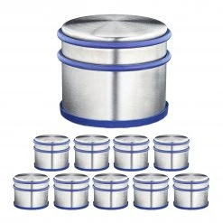 Relaxdays 10 x Türstopper Edelstahl silber-blau