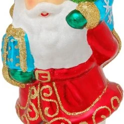 Krebs Glas Lauscha 12cm Weihnachtsmann mit Kind aus Glas