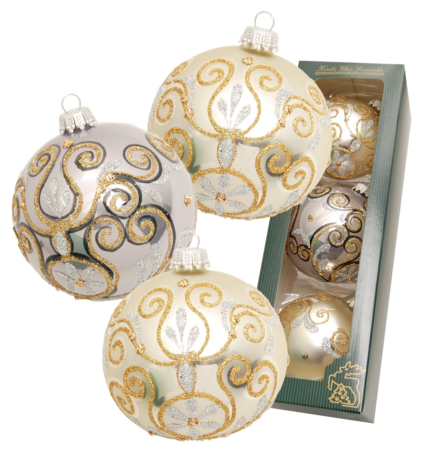 Krebs Glas Lauscha Chabli/Grau 8cm Glaskugeln 4 Krebs Glas Lauscha Chabli/Grau 8cm Glaskugeln – Bild 2