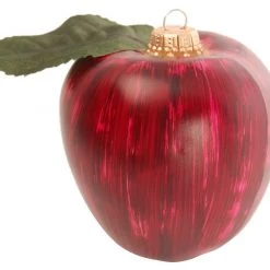 Krebs Glas Lauscha Apfel mit grünen Blatt 10cm aus Glas