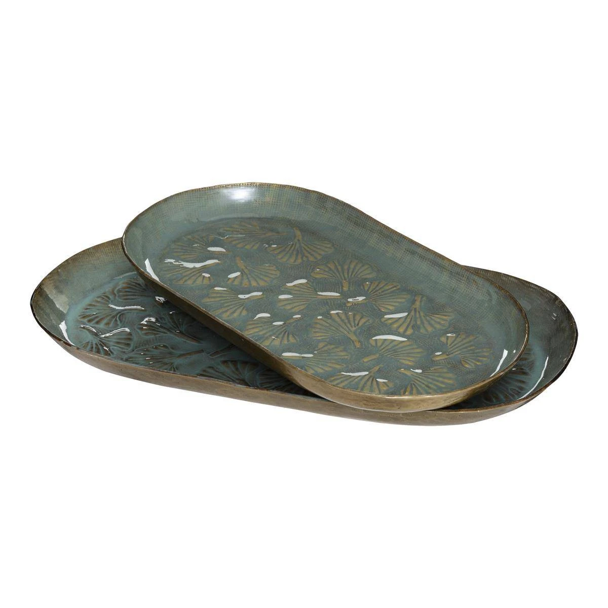 Atmosphera Créateur d'intérieur Metalltablett, 2er-Set, olivengrün 3 Atmosphera Créateur d'intérieur Metalltablett, 2er-Set, olivengrün