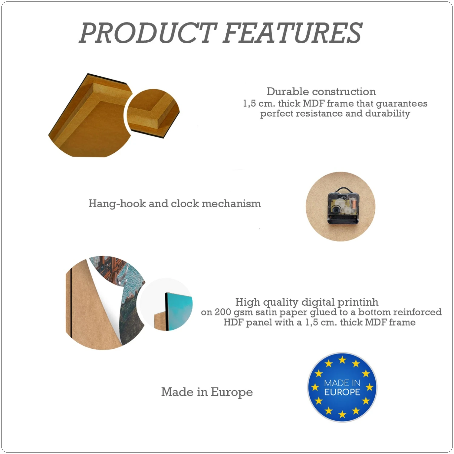 LegendArte Wanduhr - Weiße und rote Pyramiden 6 LegendArte Wanduhr - Weiße und rote Pyramiden – Bild 4