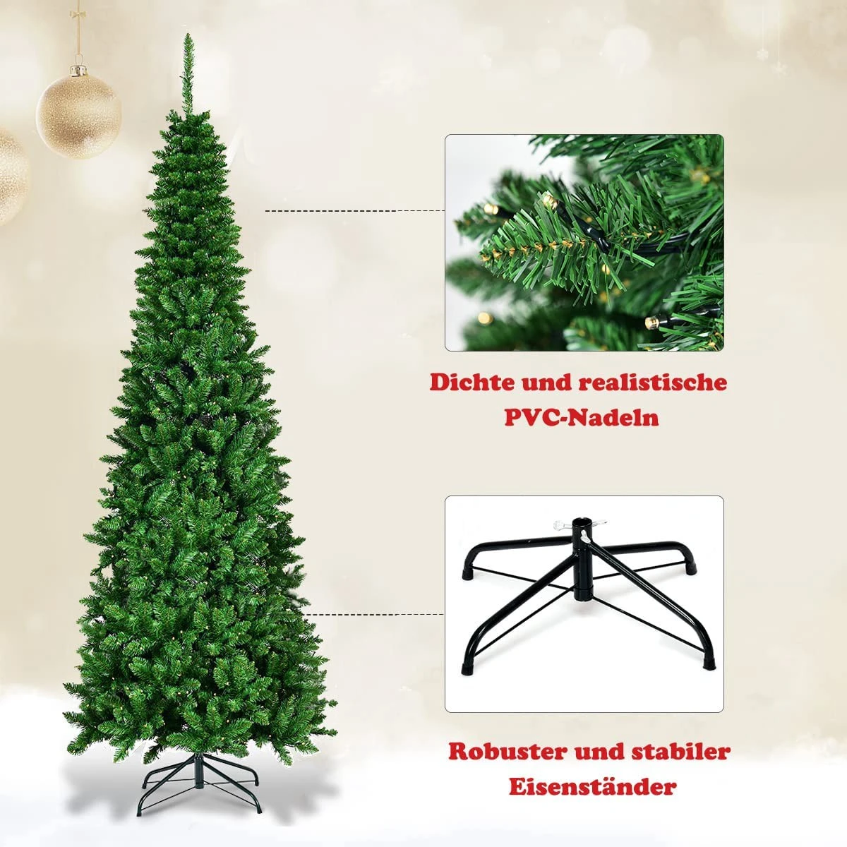 Costway 225cm LED Künstlicher Weihnachtsbaum 6 Costway 225cm LED Künstlicher Weihnachtsbaum – Bild 4