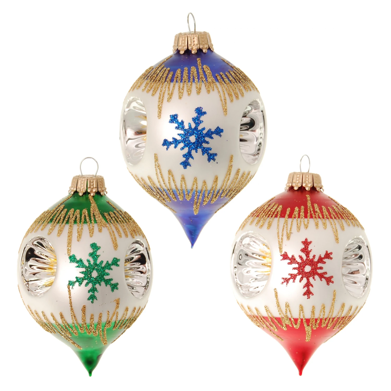 Krebs Glas Lauscha 6cm Zwiebel aus Glas mit Schneestern 3 Krebs Glas Lauscha 6cm Zwiebel aus Glas mit Schneestern