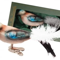 Krebs Glas Lauscha 14cm Glasvogel Eichelhäher auf Clip