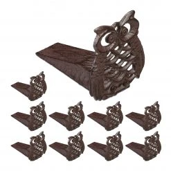 Relaxdays 10 x Türstopper Eule Gusseisen