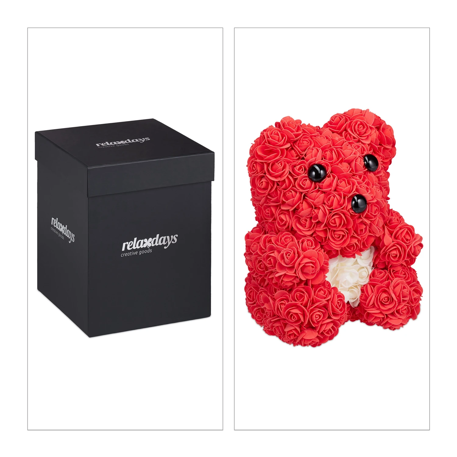Relaxdays Roter Rosen Teddybär mit Geschenkbox 10 Relaxdays Roter Rosen Teddybär mit Geschenkbox – Bild 8
