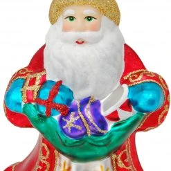 Krebs Glas Lauscha 12cm Weihnachtsmann mit Geschenken