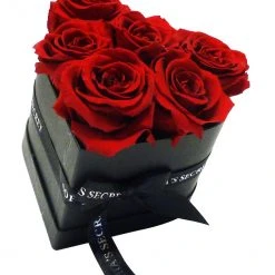 Flowforia Rosenbox Herz schwarz rote Rose 12 cm