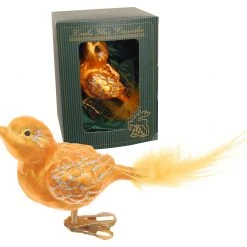 Krebs Glas Lauscha Spatz Eisgold 7cm