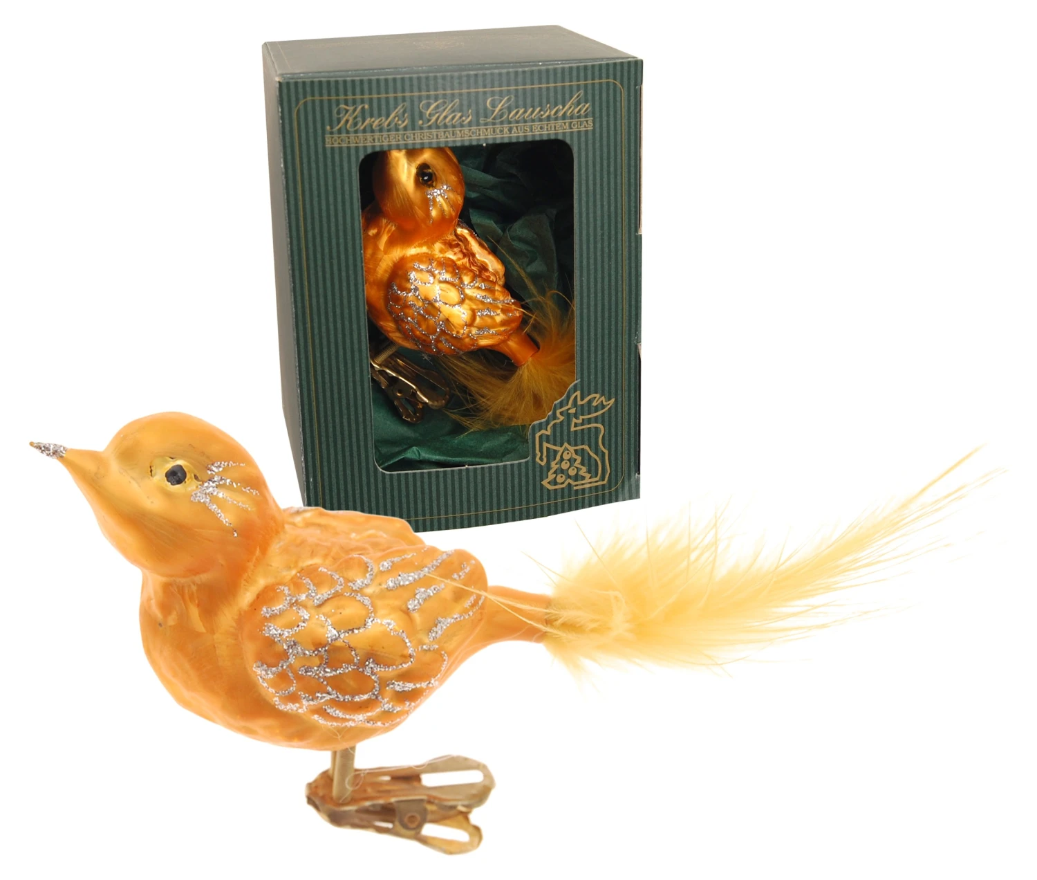 Krebs Glas Lauscha Spatz Eisgold 7cm 3 Krebs Glas Lauscha Spatz Eisgold 7cm