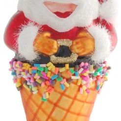 Krebs Glas Lauscha Eistüte mit dem Weihnachtsmann 14cm