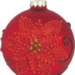 Krebs Glas Lauscha 10cm Glaskugel mit 3D-Weihnachtsstern