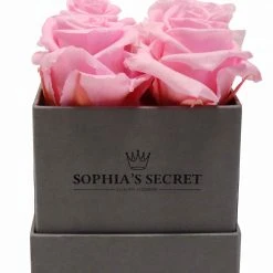 Flowforia Rosenbox Würfel grau rosa Rose 8,5x8,5