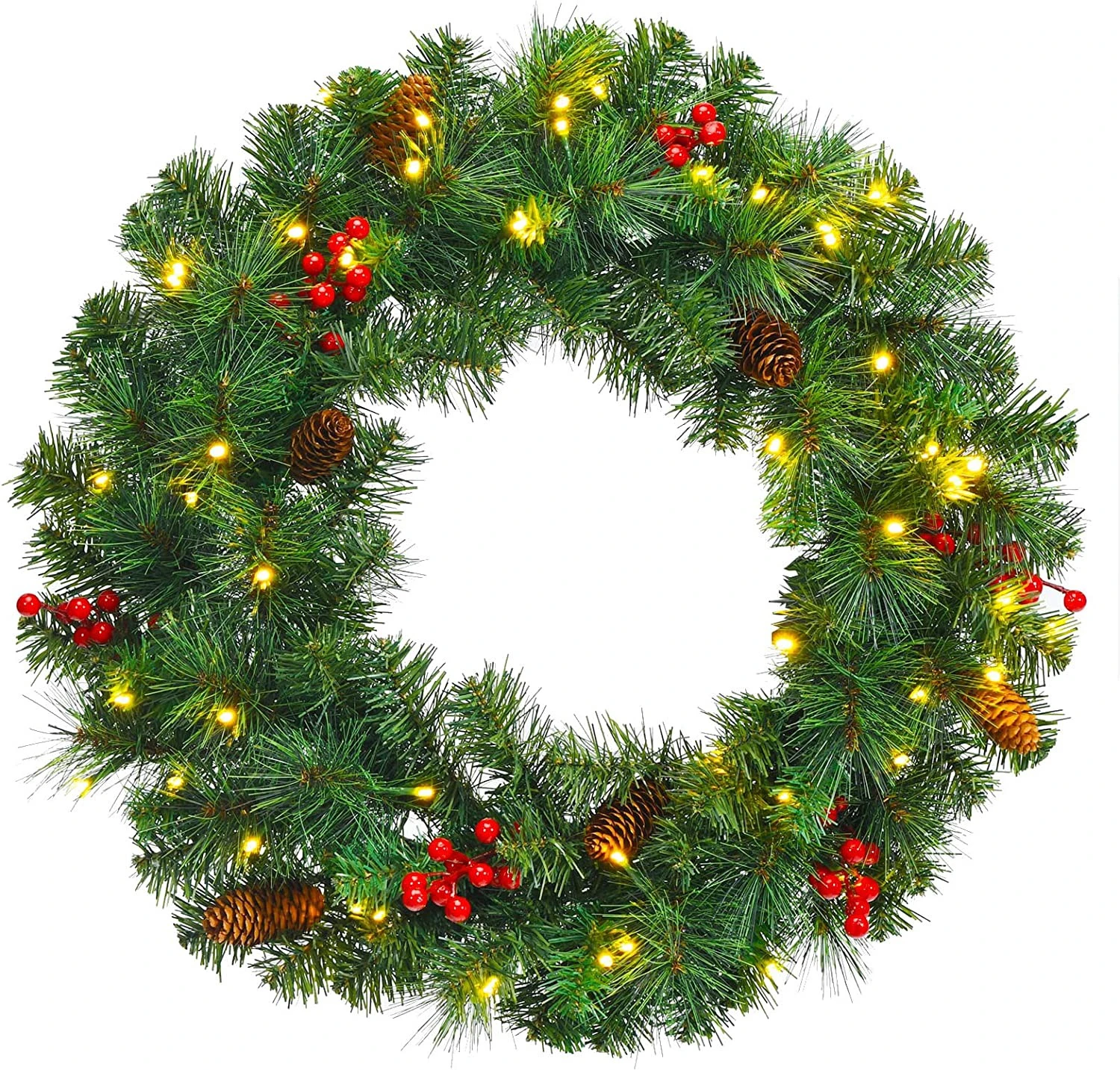 Costway 60cm künstlicher Weihnachtskranz LED 3 Costway 60cm künstlicher Weihnachtskranz LED