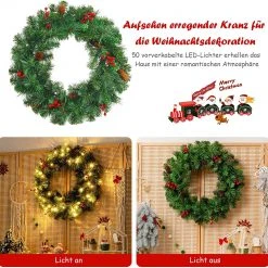 Costway 60cm künstlicher Weihnachtskranz LED 11 Costway 60cm künstlicher Weihnachtskranz LED -Günstiges Deko Geschäft 3de2ee4cc1374d168f633fd9aae190f9