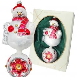 Krebs Glas Lauscha 20cm Doppelform Schneeman aus Glas