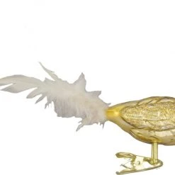 Krebs Glas Lauscha Gold 11cm Glasvogel auf Clip