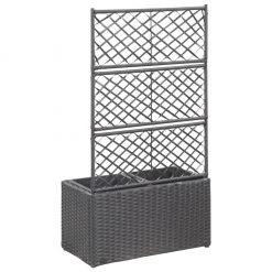 VidaXL Hochbeet mit Rankgitter Poly Rattan - vidaXL Hochbeet mit Rankgitter 2 Töpfe 58×30×107cm Poly Rattan Schwarz -Günstiges Deko Geschäft 438cfaa9fcc84186af242d3505165cc0