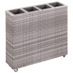 VidaXL Garten-Hochbeet - vidaXL Garten-Hochbeet mit 4 Töpfen 80x22x79 cm Poly Rattan Grau