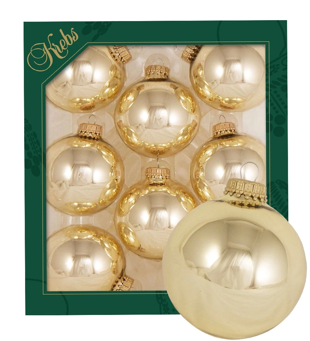 Krebs Glas Lauscha Seidengold glänzend 7cm Glaskugeln uni 3 Krebs Glas Lauscha Seidengold glänzend 7cm Glaskugeln uni