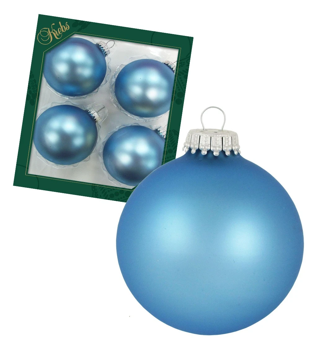 Krebs Glas Lauscha Hellblau-matt 8cm Glaskugeln uni 3 Krebs Glas Lauscha Hellblau-matt 8cm Glaskugeln uni