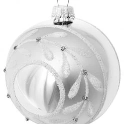 Krebs Glas Lauscha Silber 8cm Glaskugel mit Blumenring