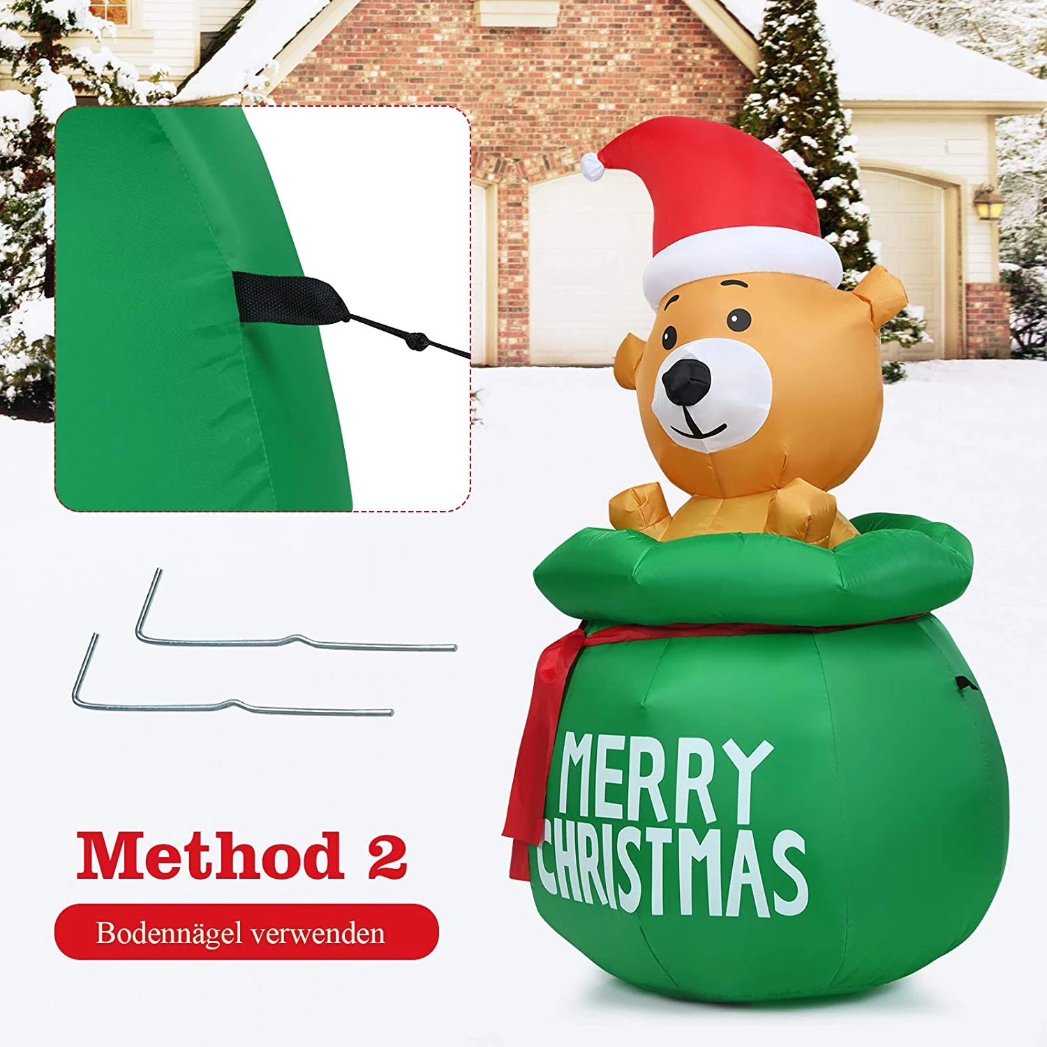Costway 150cm Aufblasbarer Weihnachten Bär 7 Costway 150cm Aufblasbarer Weihnachten Bär – Bild 5