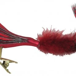 Krebs Glas Lauscha Rot 15cm Glasvogel Kardinal auf Clip